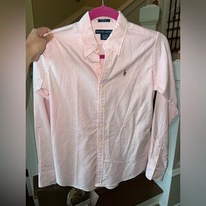 Ralph Lauren slim fit button down size 2 pink and white striped